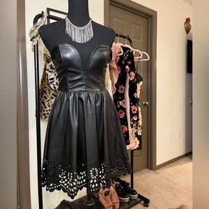 Small rehab faux leather mini dress